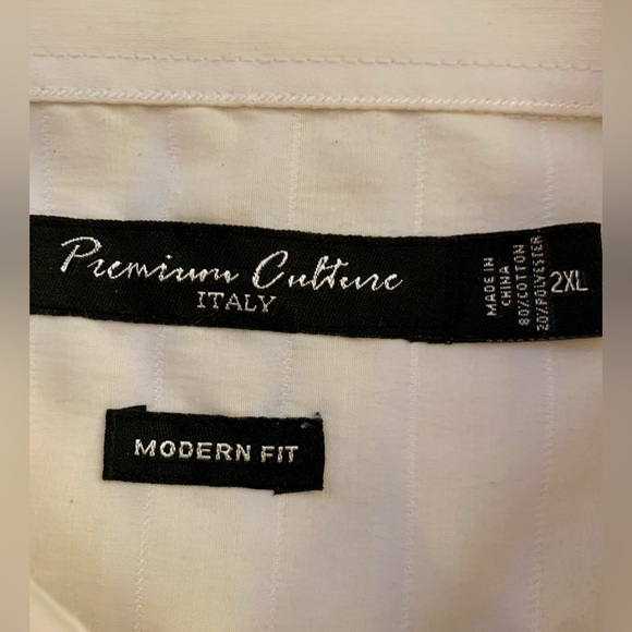 Premium Culture Italy Mens Button Up Shirt Size 2XL White Modern Fit Grunge Top - Picture 5 of 5